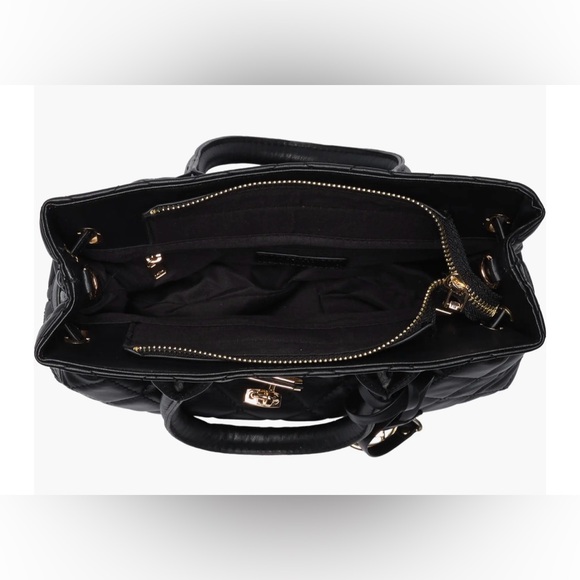 Badgley Mischka Diamond Quilt Faux Leather Bag with lock - Picture 6 of 12